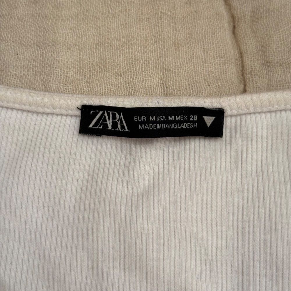 ZARA White Ruffled Ruched Crop Tank Top - Picture 5 of 5